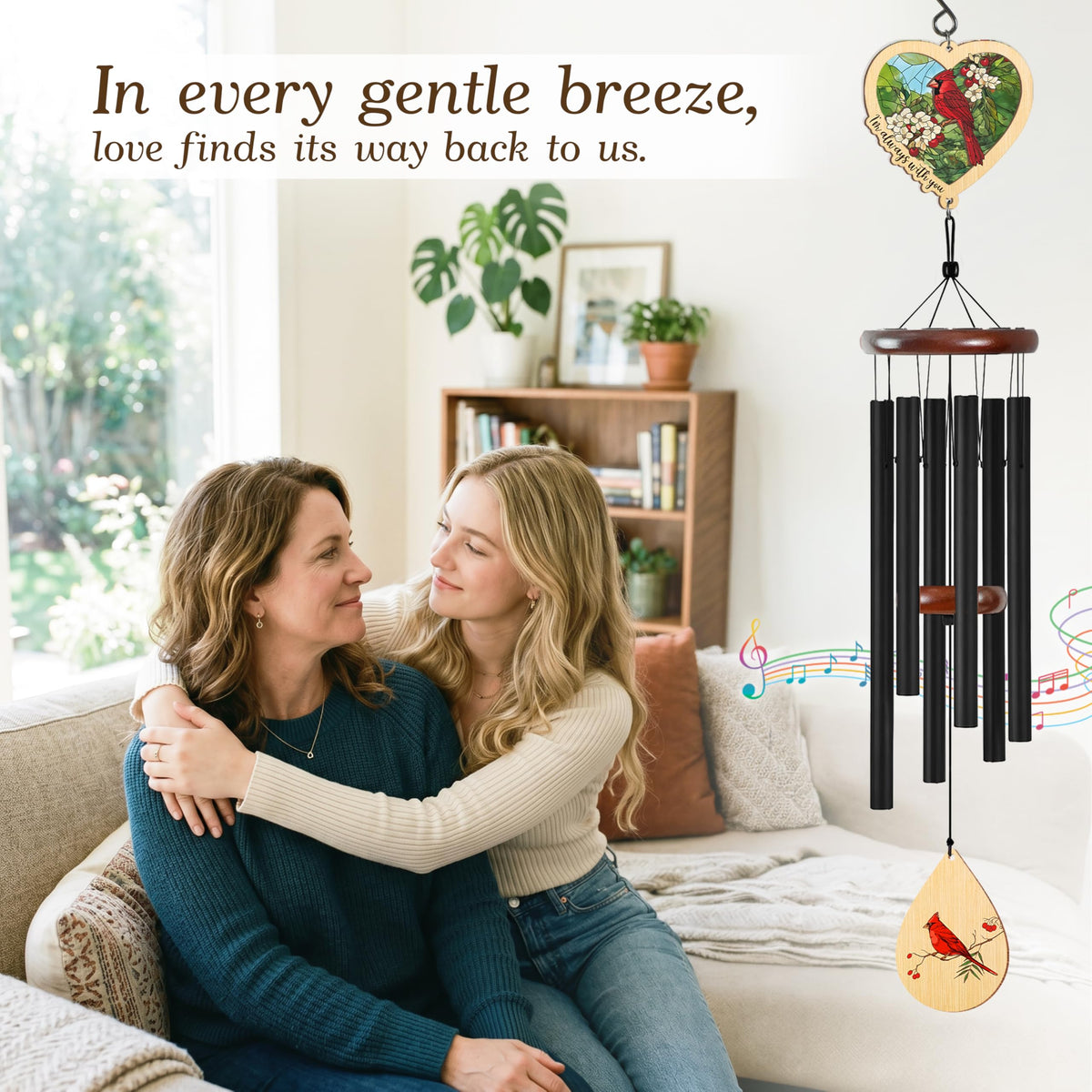 FlagWix Cardinal-design Wind Chime, vivid red accent to brighten a garden memorial and honor a loved one.