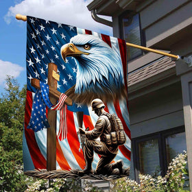 Flagwix Christ cross memorial design enhances patriotic decor.