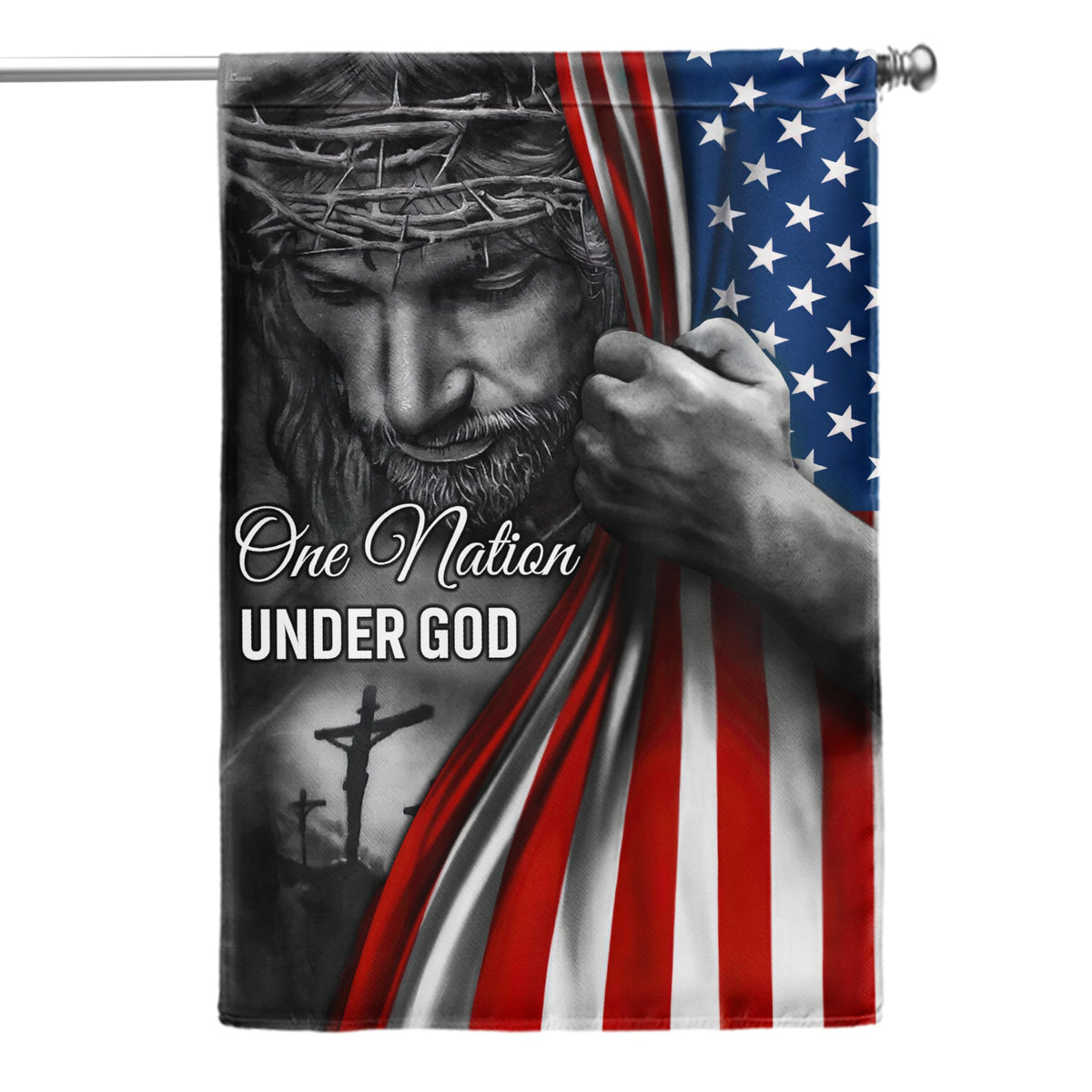 Flagwix double-sided patriot flag 30x40 visible from both sides.