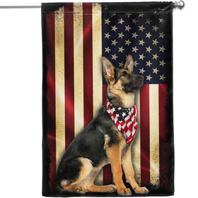 FLAGWIX German Shepherd flag back view, double-sided readability from both sides
