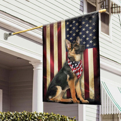 FLAGWIX German Shepherd flag front view shows bold patriotic artwork for outdoors