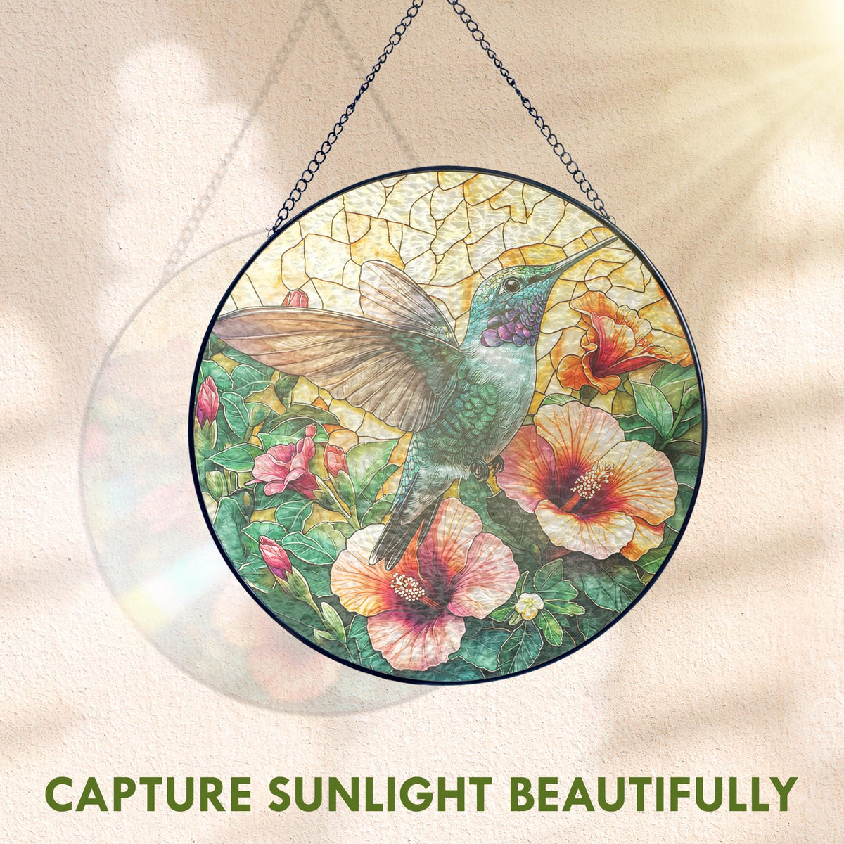 FLAGWIX gift idea hummingbird stained glass suncatcher suitable for Christmas or housewarming