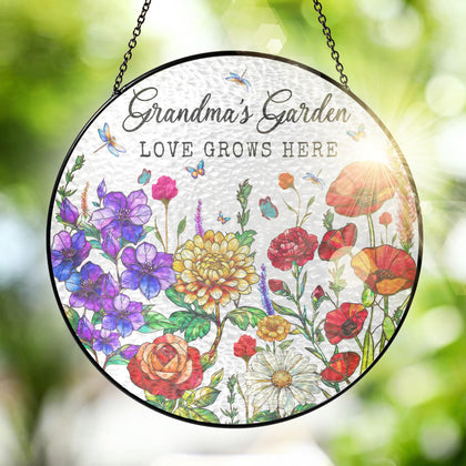 FlagWIX Grandma Garden stained glass window hanging brightens indoor windows with colorful light