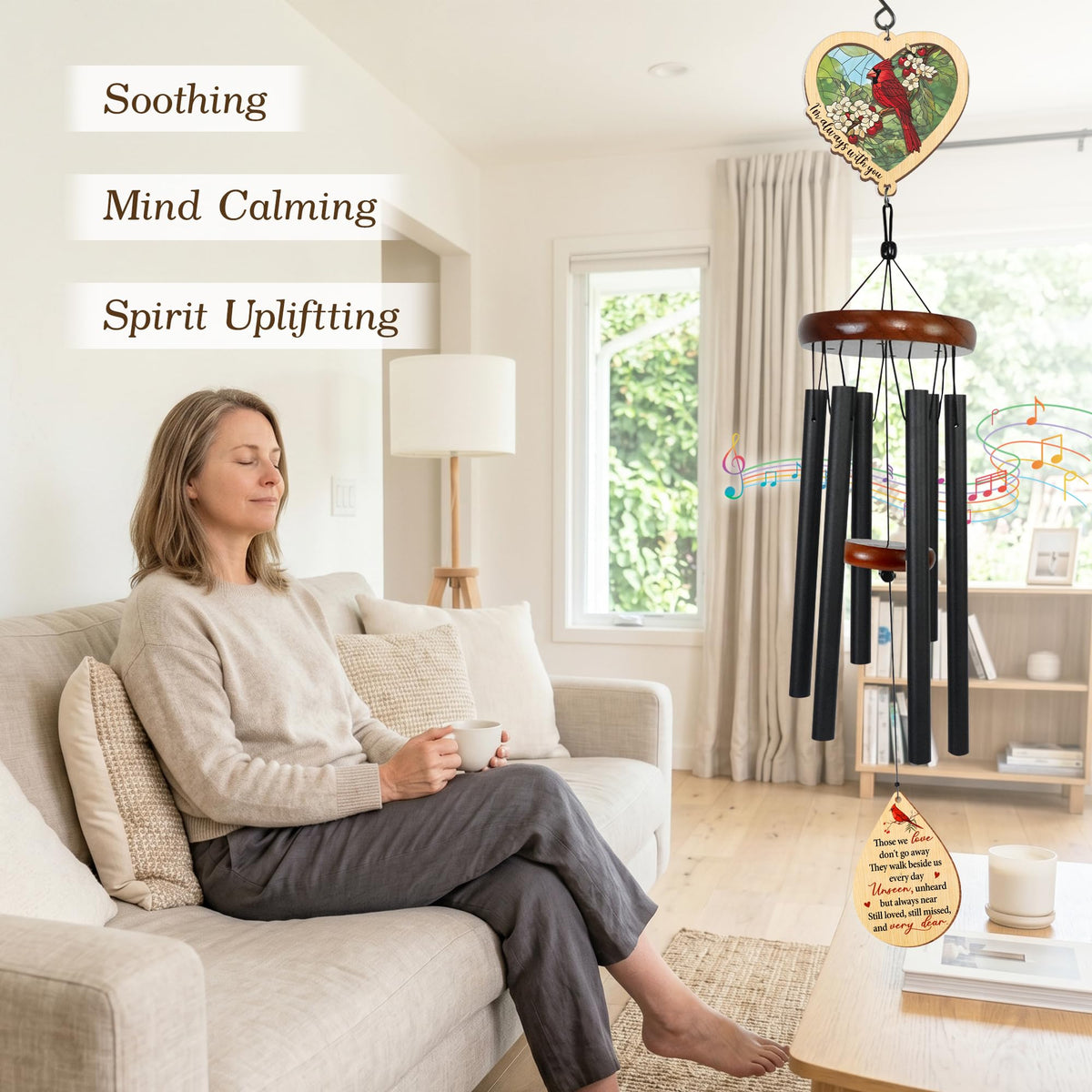 FlagWix Heartfelt Message Card wind chime includes blank space for personal thoughts.