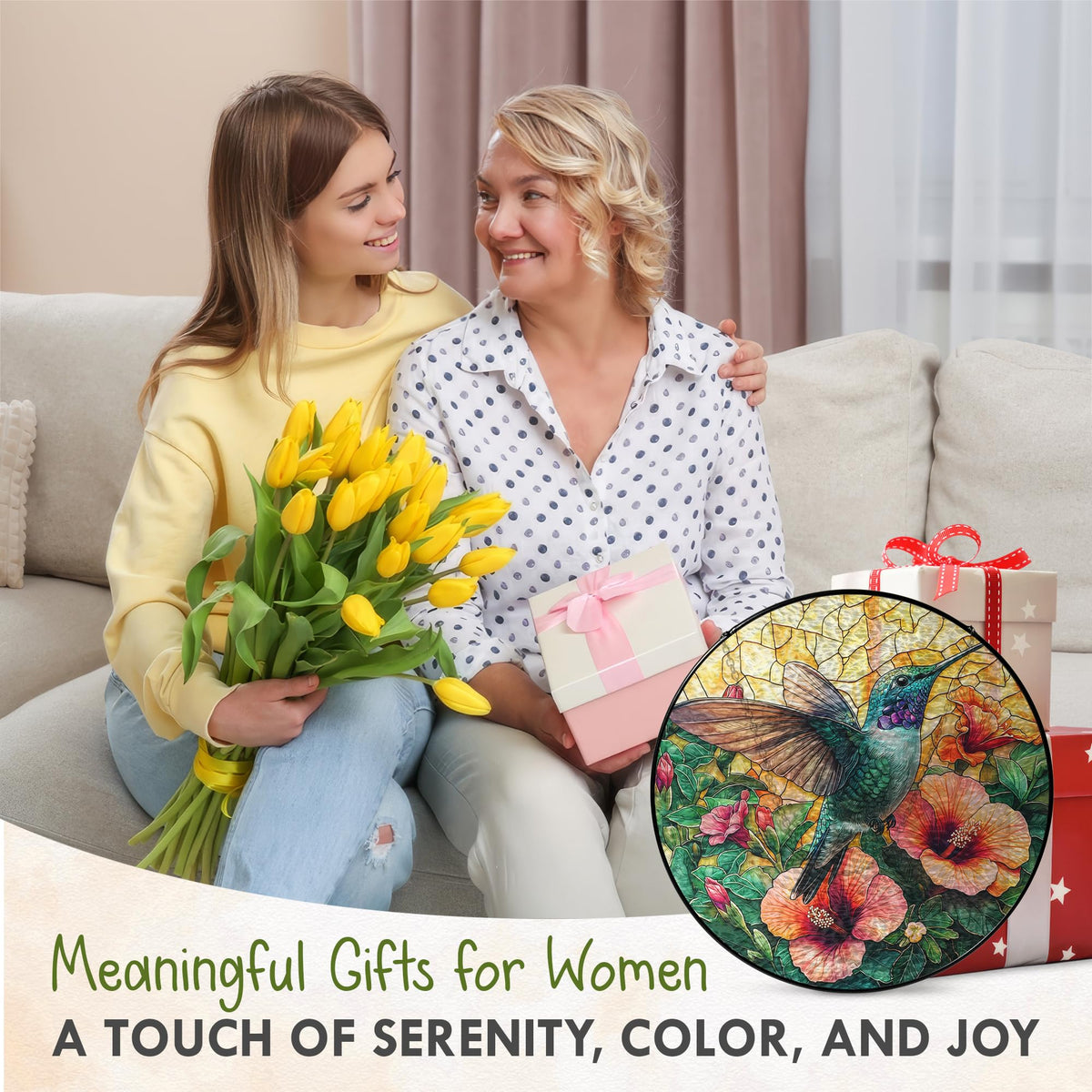 FLAGWIX hibiscus hummingbird suncatcher adds vibrant color to indoor light