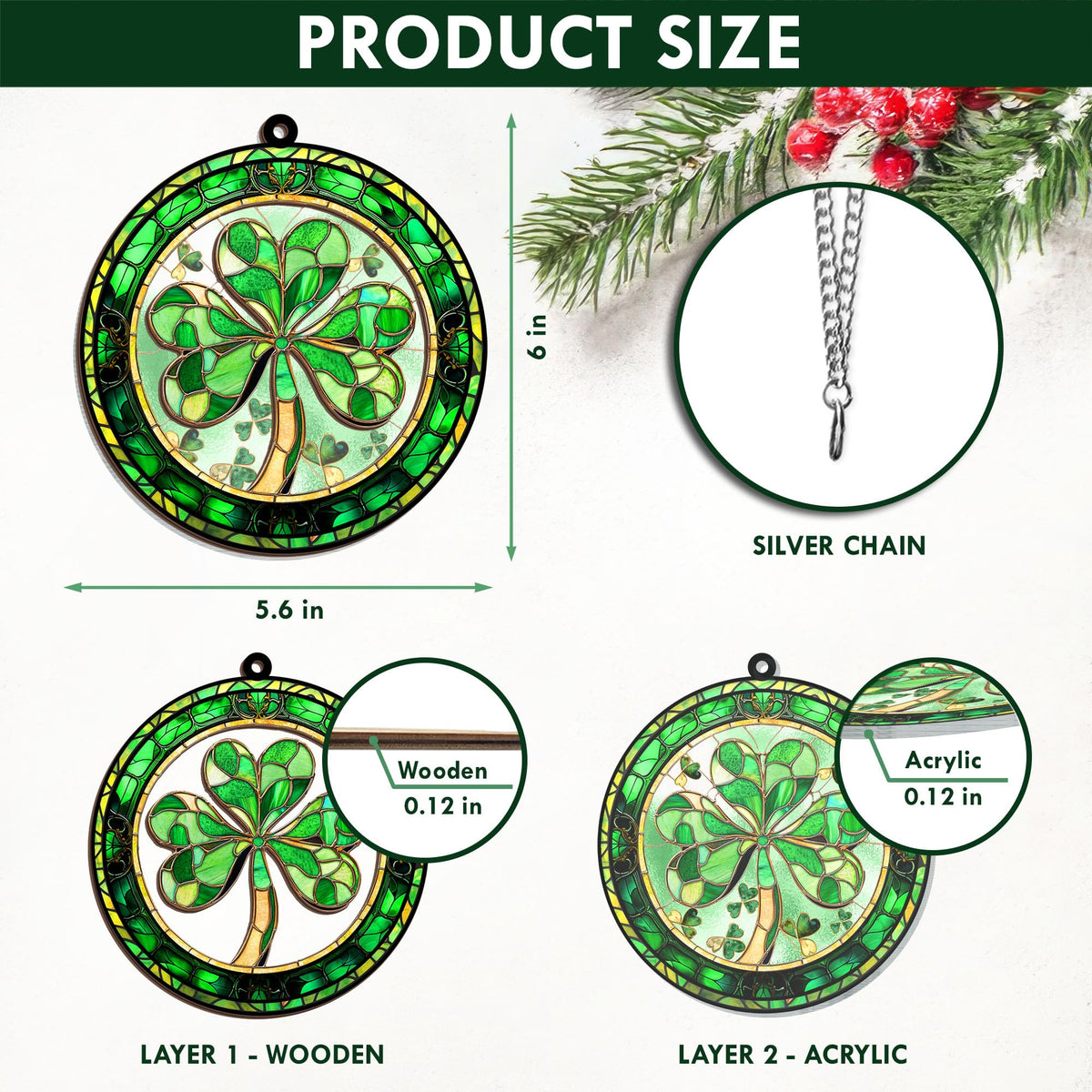 FLAGWIX Irish decor suncatcher highlights green glow in garden sunlight.