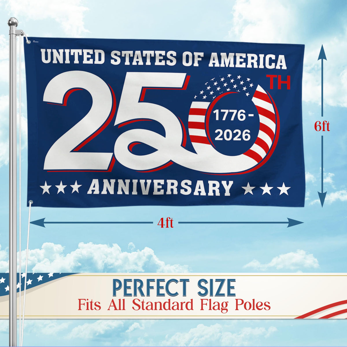 FLAGWIX double-sided flag design readable from both directions in wind