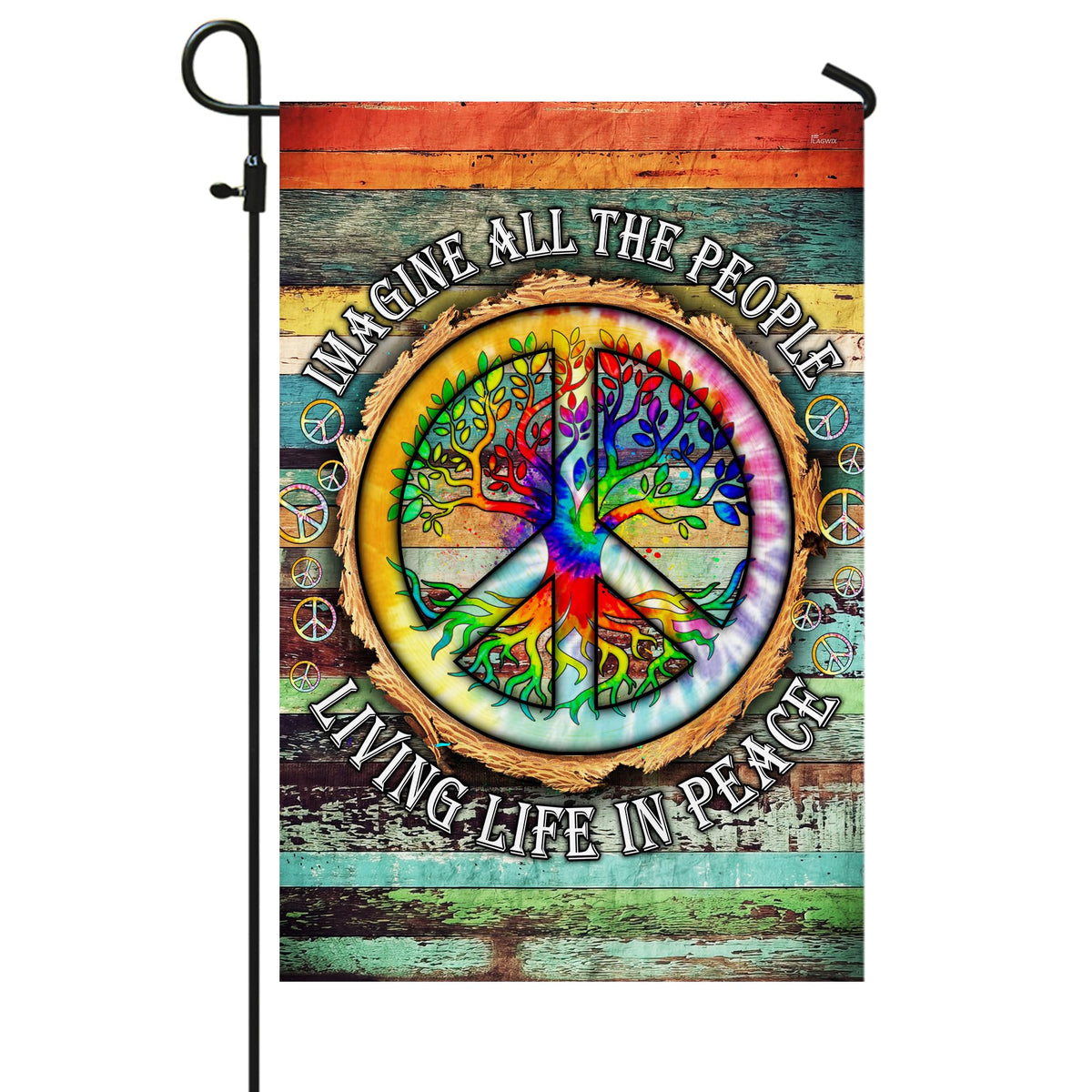 FLAGWIX peace sign flag printed on sturdy polyester, double sided for visibility.