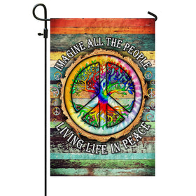 FLAGWIX peace sign flag printed on sturdy polyester, double sided for visibility.