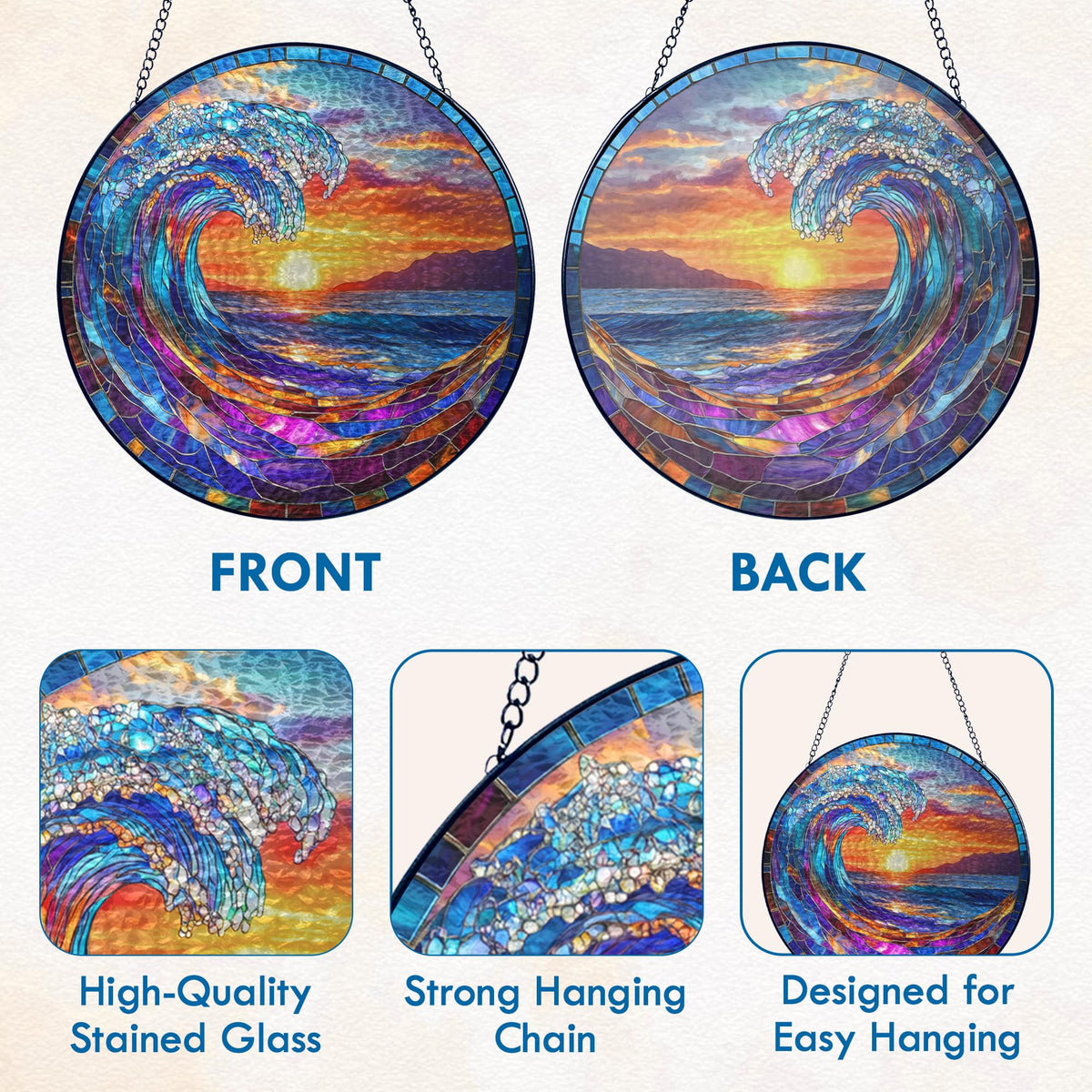 FLAGWIX real stained glass suncatcher showcases texture and vibrant hues.