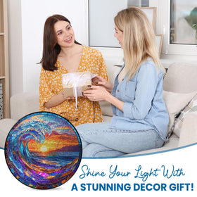FLAGWIX sun catcher displays ocean-inspired light in windows for bright, calming ambiance.