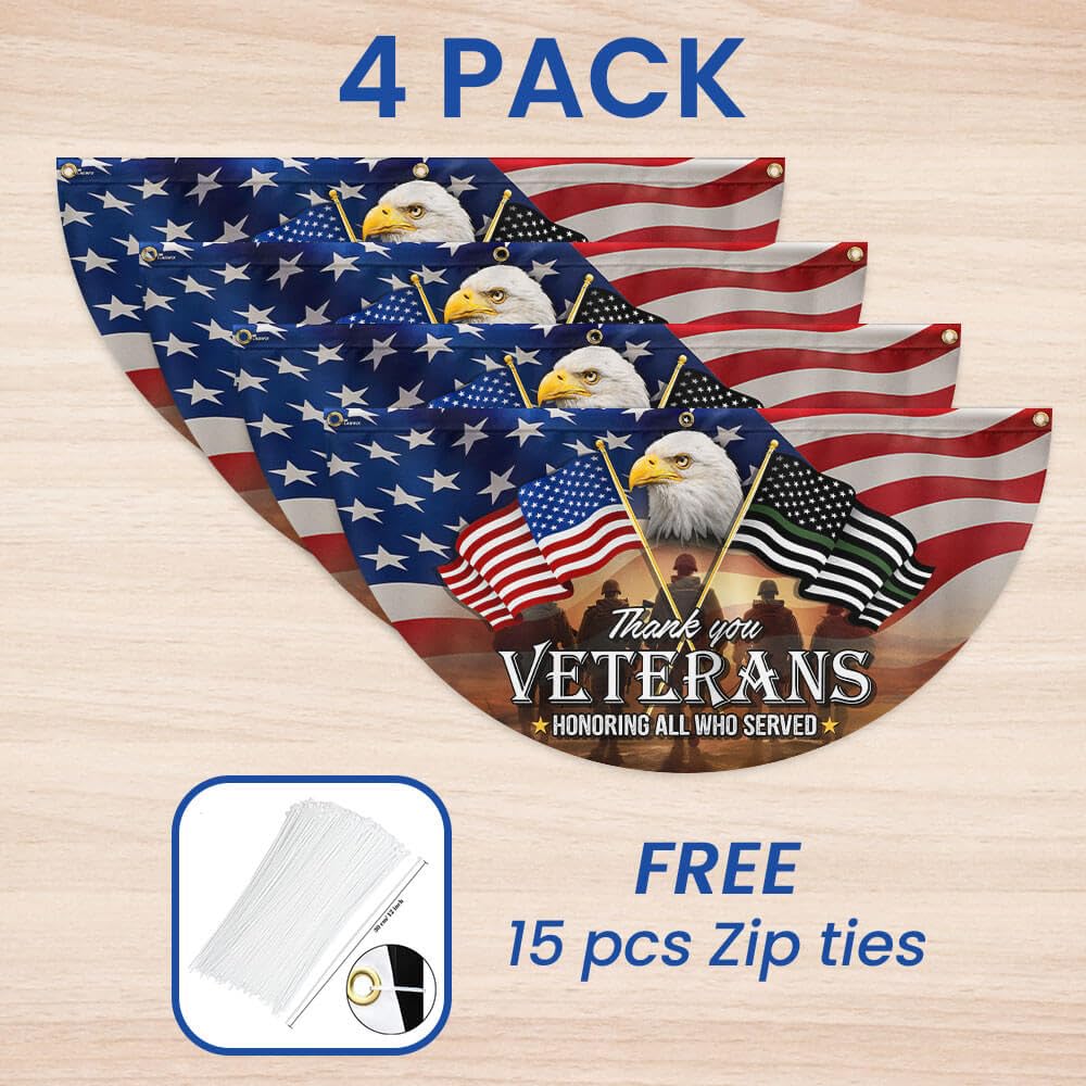 Flagwix Thank You Veterans flag double-sided design for readable text from both sides.