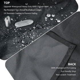 FlameDuty 600D material cover delivers durable protection for outdoor grilling.