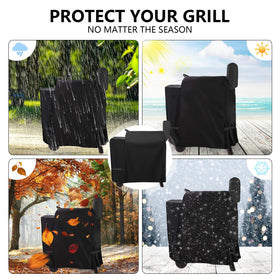 FlameDuty fabric handle eases fitting and removal for quick seasonal use.