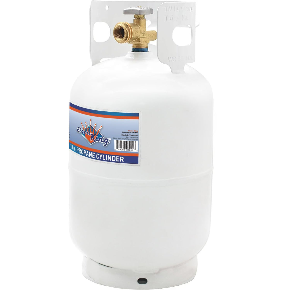 Flame King 10LB tank in camping setup demonstrates versatile outdoor use.