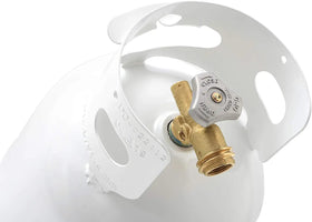 Flame King 10LB tank label notes capacity and safety features for users.