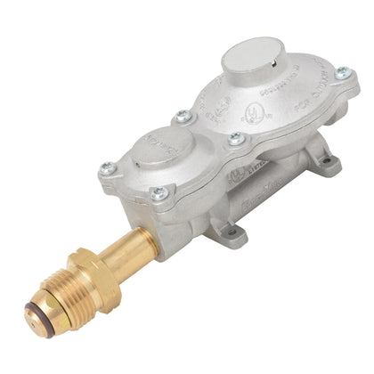 Flame King 160000 BTU regulator front view showing dual-stage design for steady flow