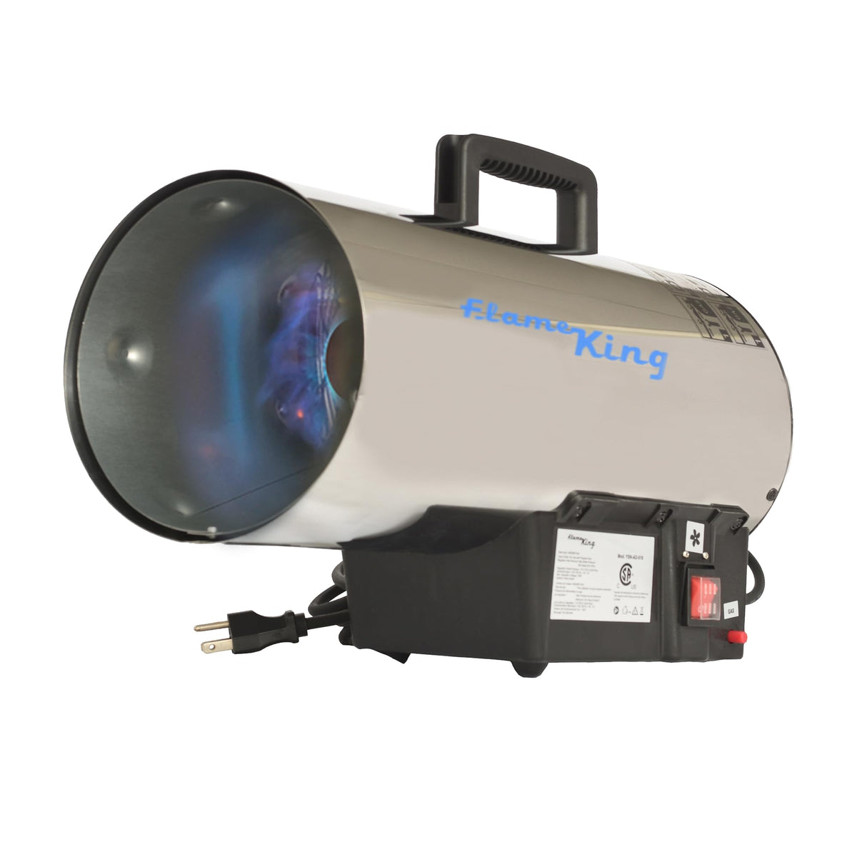 Flame King 60k BTU heater outdoors delivering efficient patio warmth
