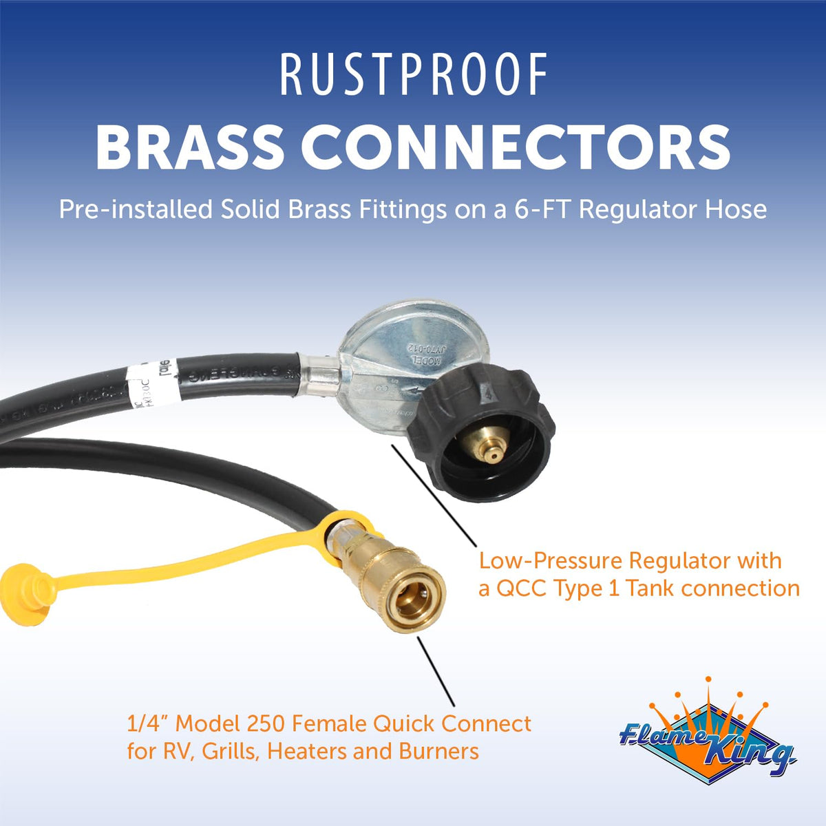 Flame King LPRH6 6 ft hose with flexible reach for grills