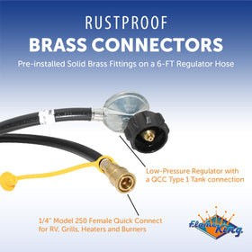 Flame King LPRH6 6 ft hose with flexible reach for grills