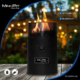 Flame King mini fire pit with rocks for a flickering natural glow