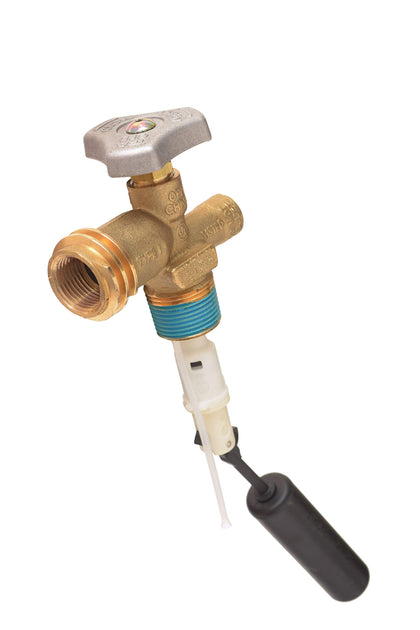 Flame King OPD valve on a 20 lb cylinder for safer grilling.