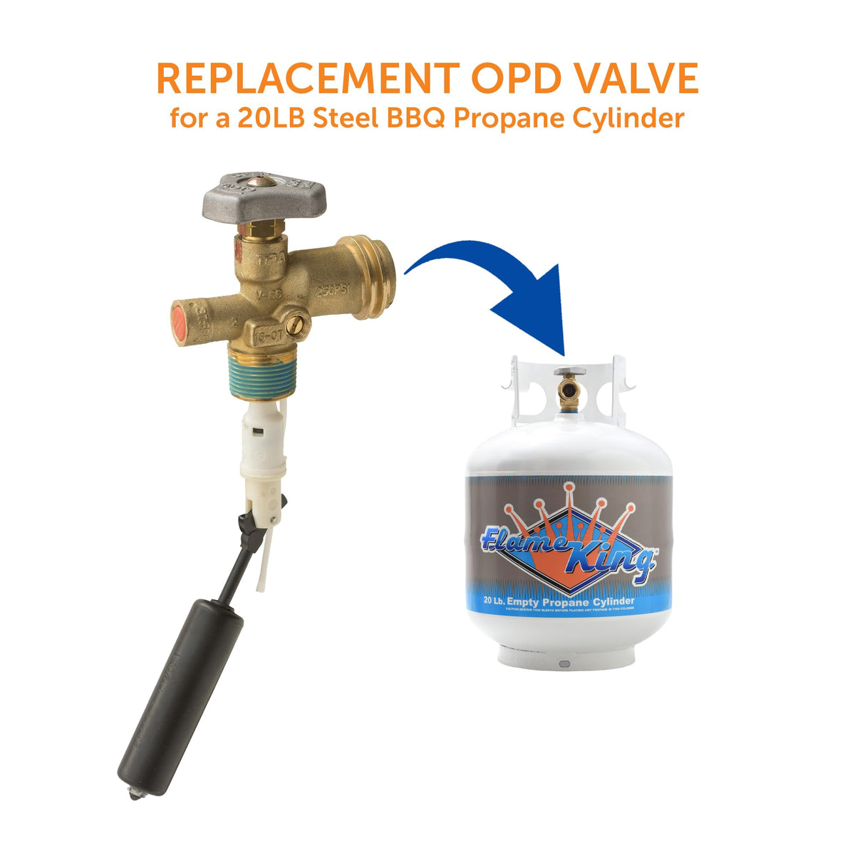 Flame King OPD valve installation image showing proper sealing.