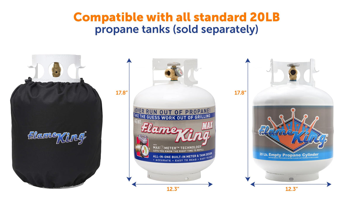 Flame King propane tank cover side view with drawstring for secure fit