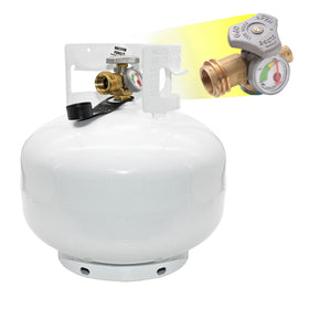 Flame King squatty 11lb tank shows a space-saving low-profile design