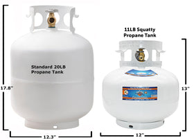 Flame King squatty tank image highlights x-ray testing badge