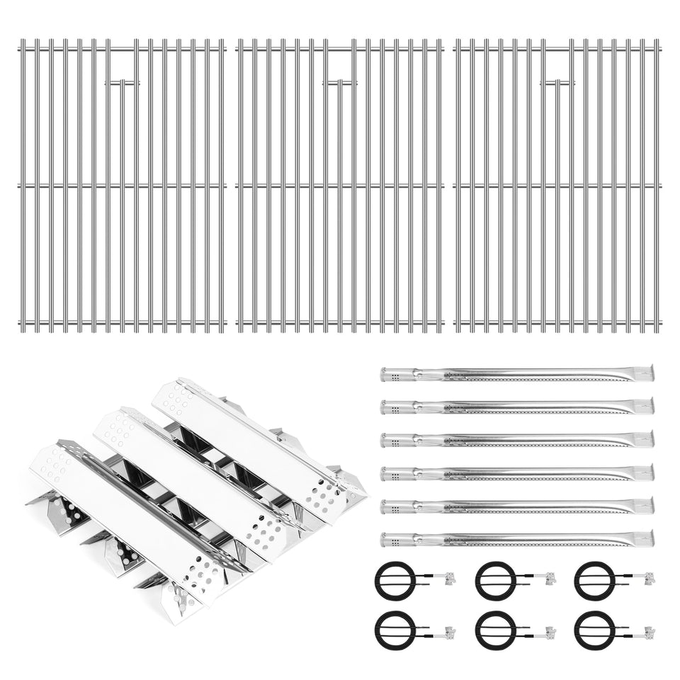 FlameDuty Nexgrill 6-burner grate in rust-resistant stainless steel for lasting grilling.