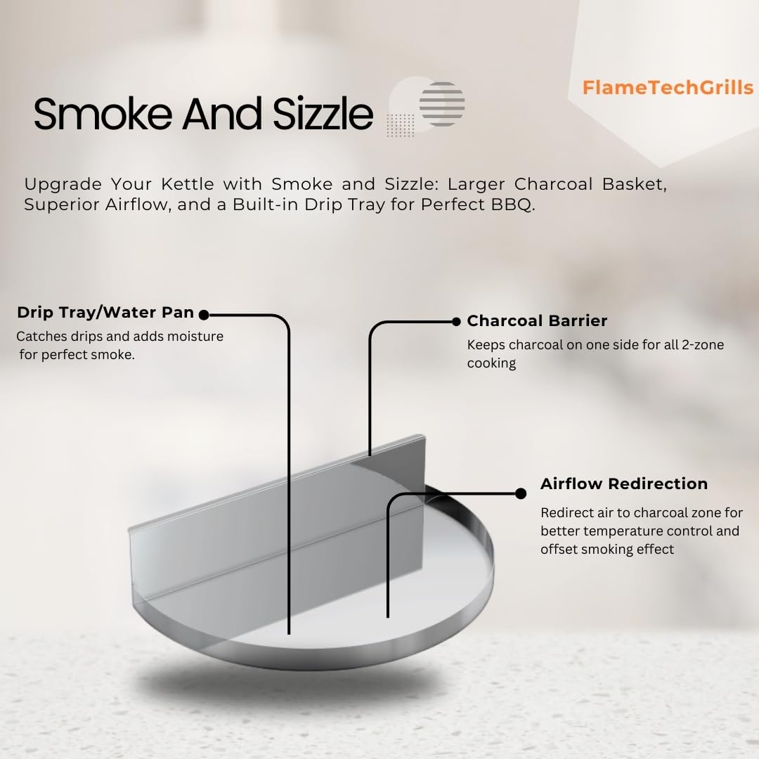 FlameTechGrills Smoke and Sizzle drip tray integrates cleanup and moisture protection during grilling
