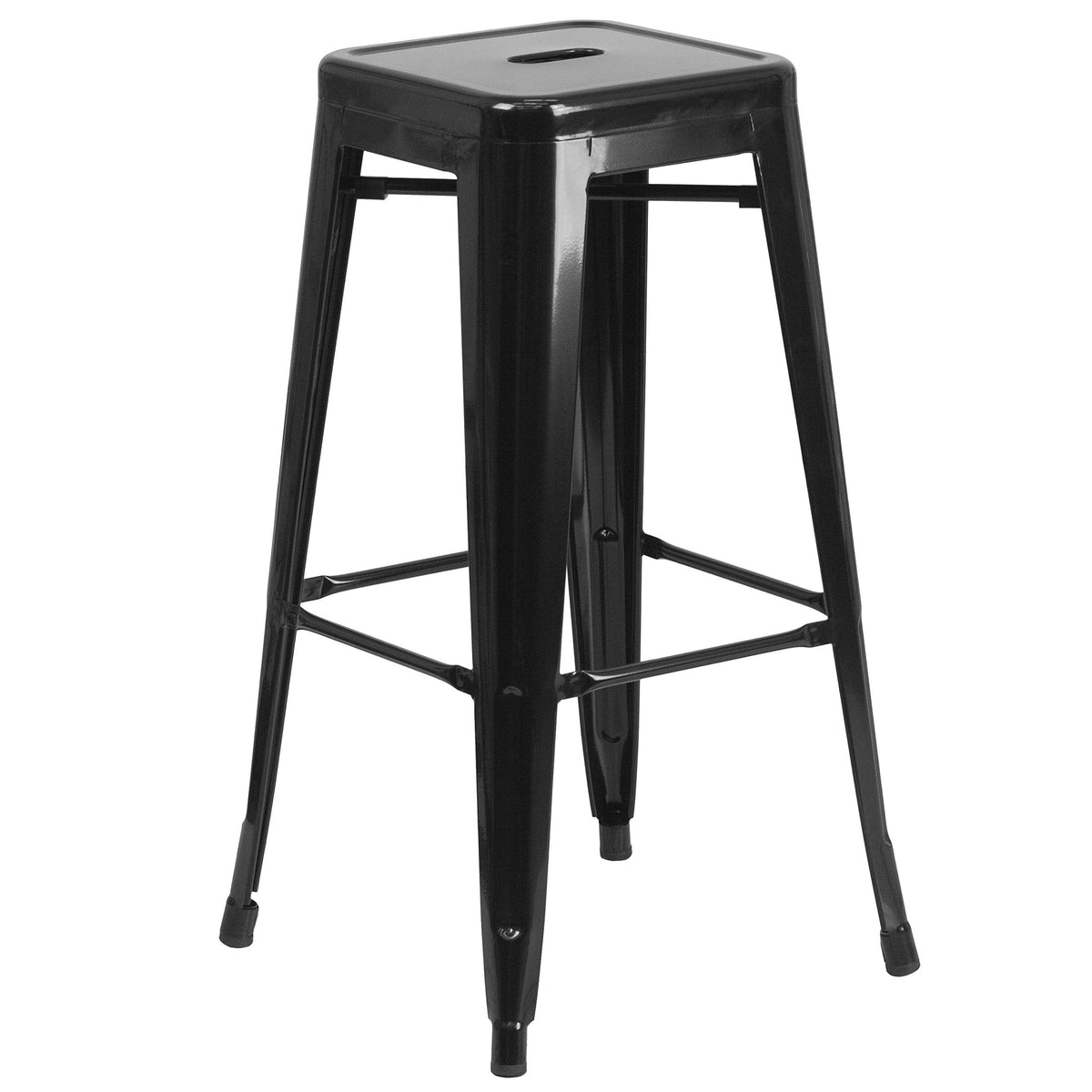 Flash Furniture backless 30-inch barstool in black for compact indoor or outdoor seating.