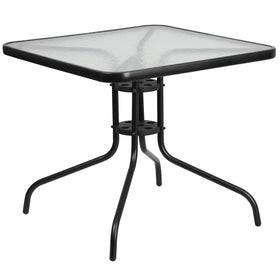 Flash Furniture Barker square glass-top table with smooth surface for steady drinks outdoors
