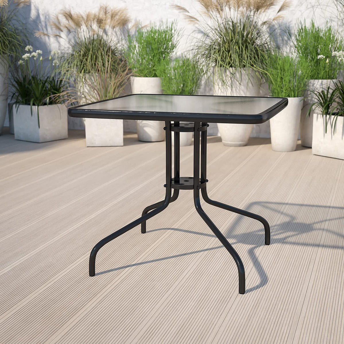 Flash Furniture Barker square metal-frame design complements seating with durable, modern style