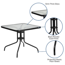 Flash Furniture Barker tempered glass surface easy to clean for daily indoor-outdoor use
