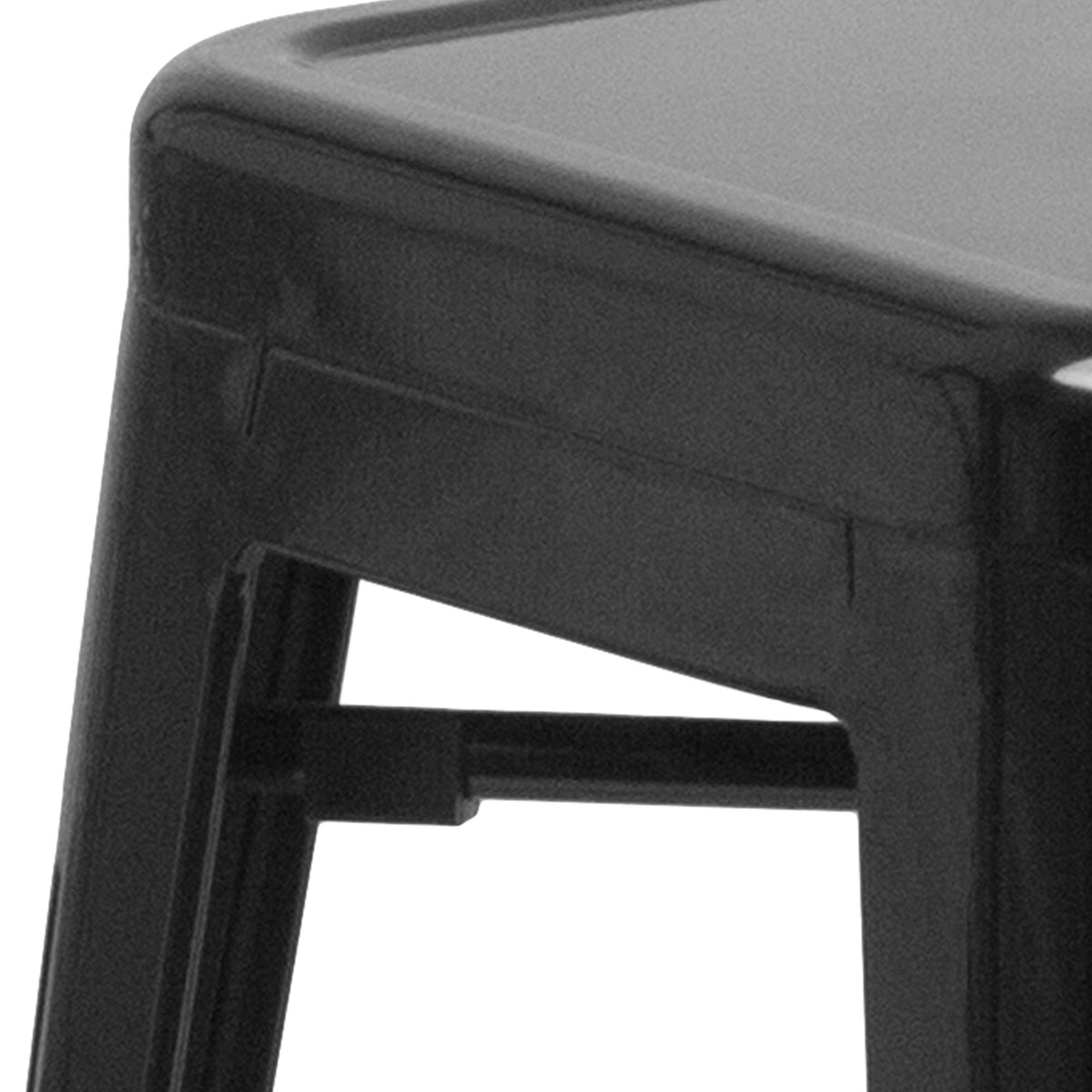 Flash Furniture barstool with plastic bumpers in black, protects finish during stacking.