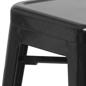 Flash Furniture barstool with plastic bumpers in black, protects finish during stacking.