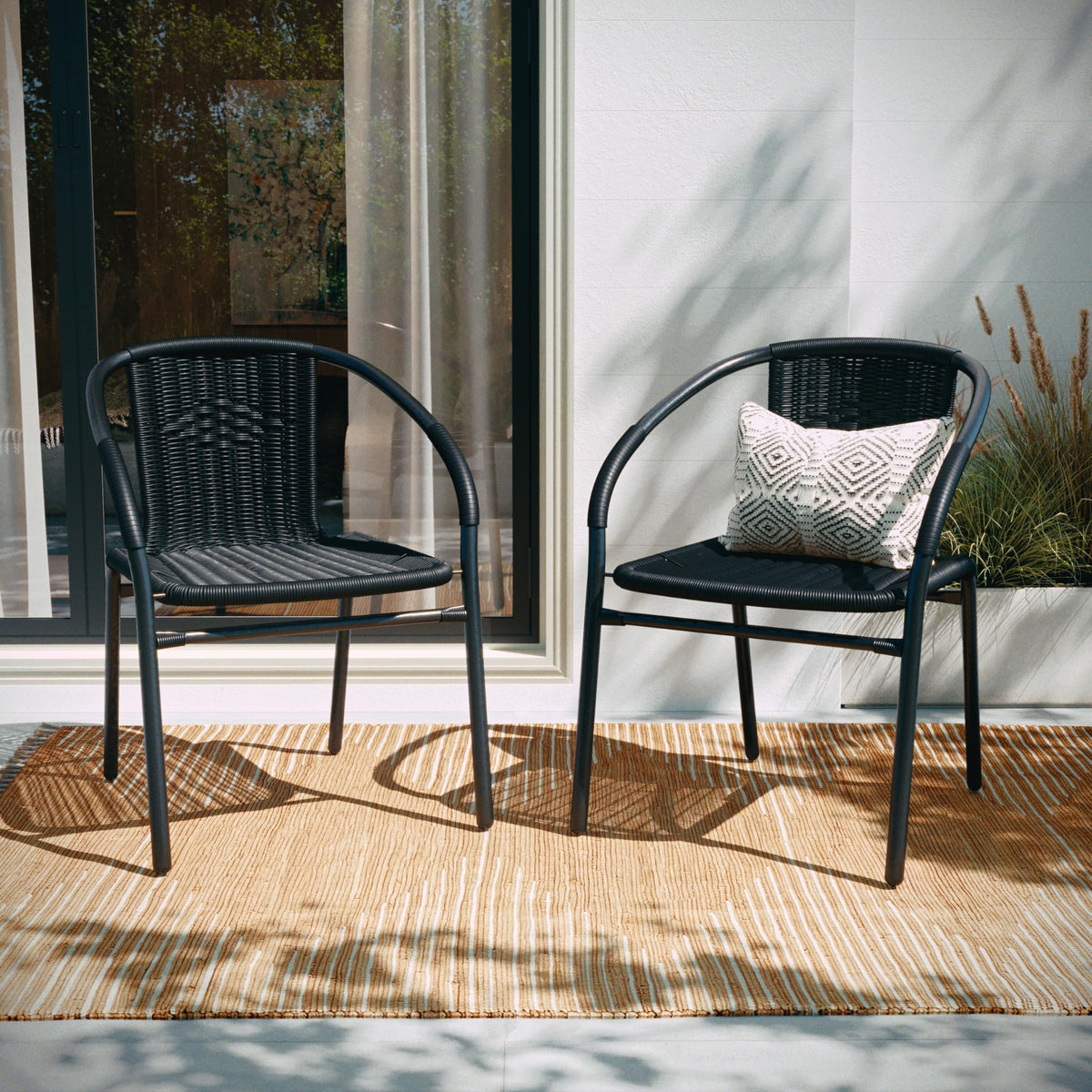 Flash Furniture black powder-coated frame enhances durability and stability