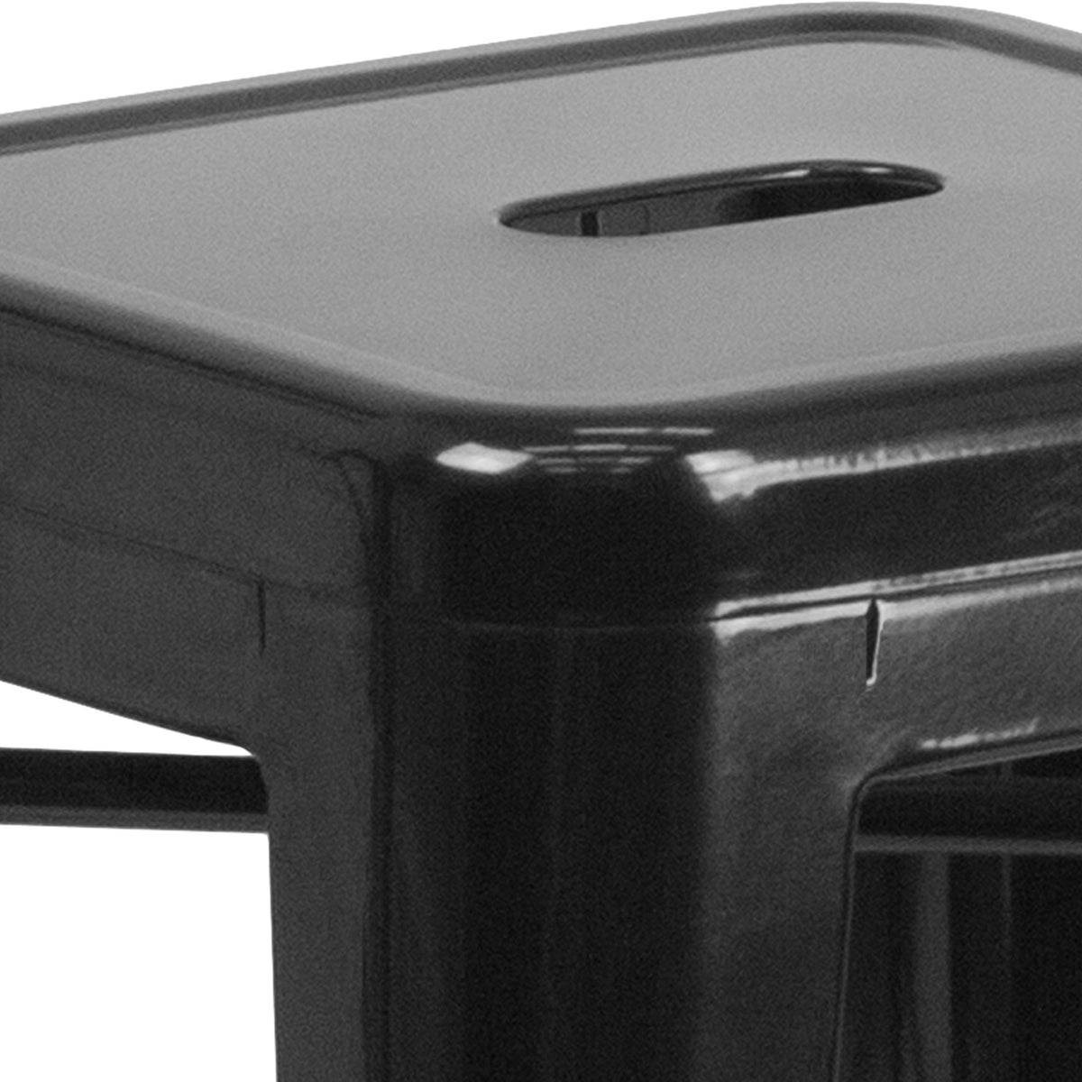 Flash Furniture cross brace barstool in black, enhanced stability for daily use.