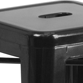 Flash Furniture cross brace barstool in black, enhanced stability for daily use.