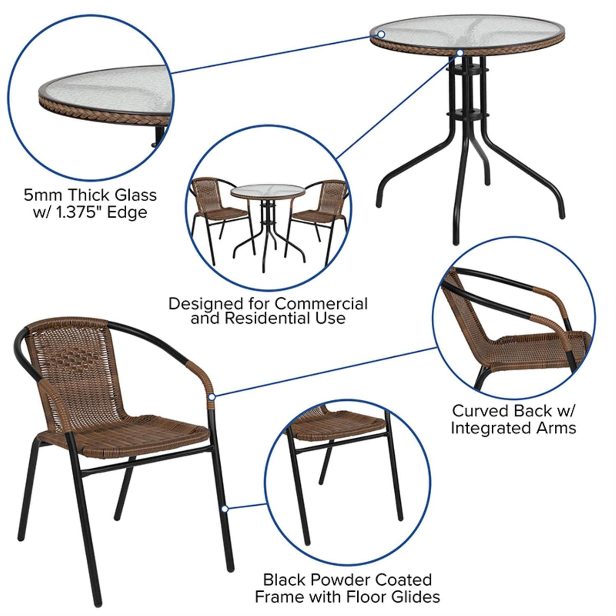 Flash Furniture Lila all-weather design suited for indoor and outdoor spaces