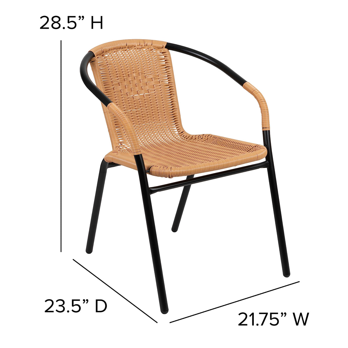 Flash Furniture Lila beige rattan chair for indoor dining and cafe spaces.