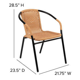 Flash Furniture Lila beige rattan chair for indoor dining and cafe spaces.