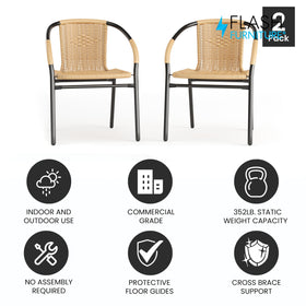 Flash Furniture Lila beige rattan chair right view, comfortable seating for guests.