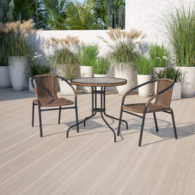 Flash Furniture Lila dark brown rattan edge detail adds stylish cohesion to the set