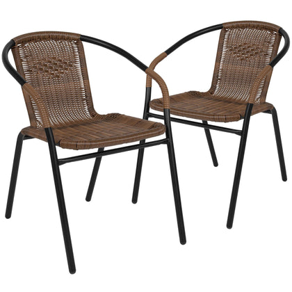 Flash Furniture Lila outdoor chair with woven back, stylish and comfortable for casual dining