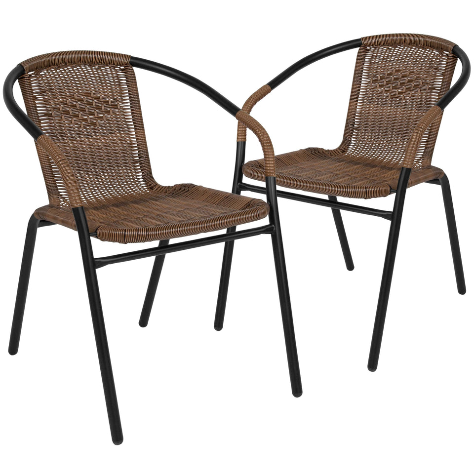 Flash Furniture Lila outdoor chair with woven back, stylish and comfortable for casual dining