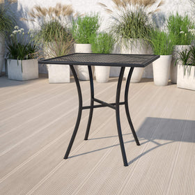 Flash Furniture Oia outdoor table with black powder-coated steel for all-weather use.