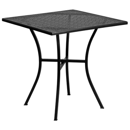 Flash Furniture Oia square table rain flower design for outdoor dining.